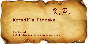 Korsós Piroska névjegykártya